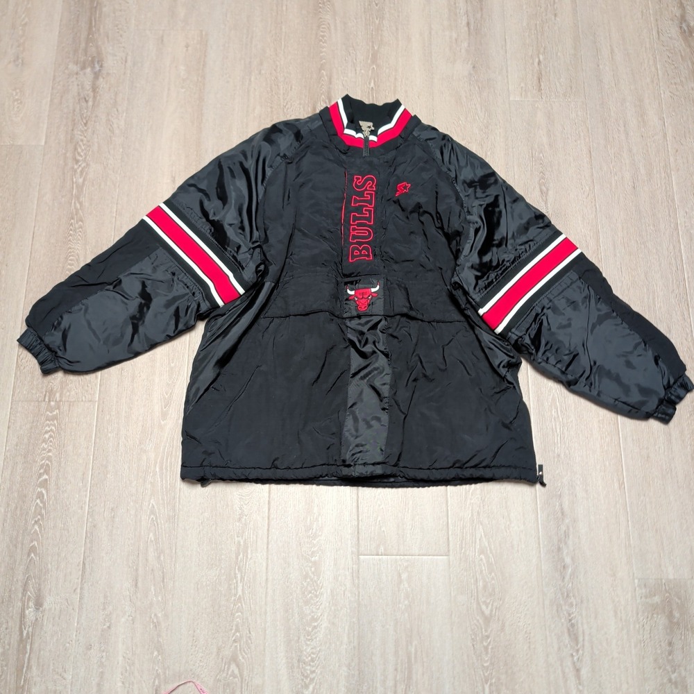 Vintage 90s Starter Chicago Bulls 1/2 Zip Puffer‎ Jacket Mens XXL NBA Quilted